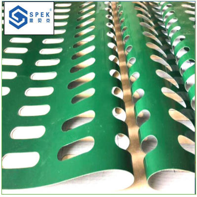 Bande de conveyeur punchiing faite sur commande perforée verte bleue blanche d'unité centrale de PVC de bande de conveyeur